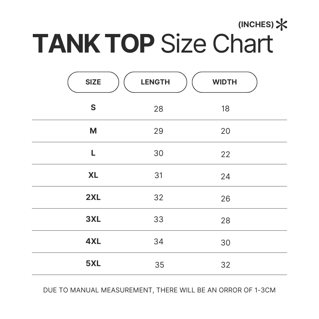 Tank Top Size Chart - Maneskin Band Store