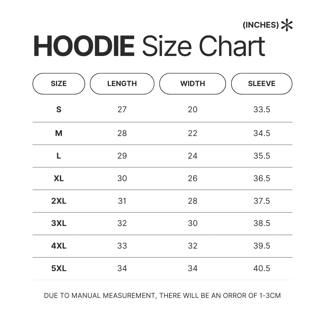 Hoodie Size Chart - Maneskin Band Store