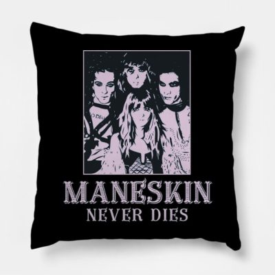 Maneskin Never Dies Throw Pillow Official Maneskin Band Merch
