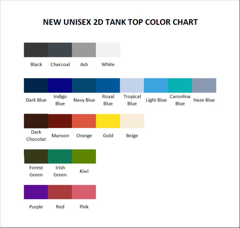 tank top color chart - Maneskin Band Store